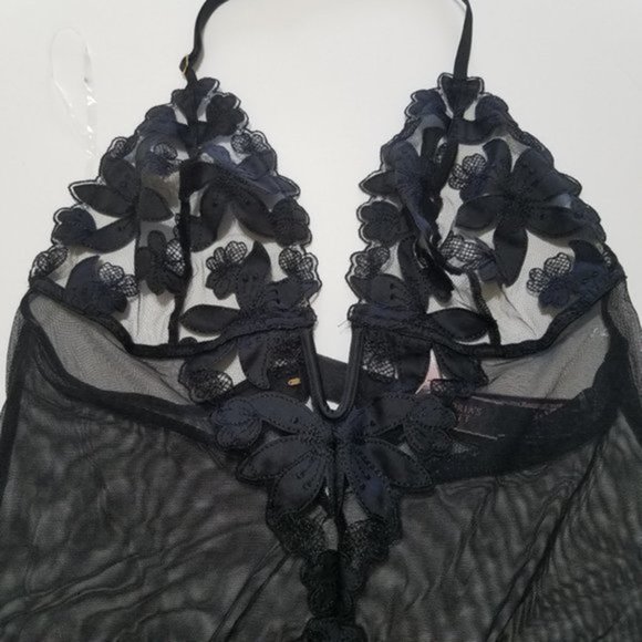 NWT Victoria's Secret Bodysuit One Piece Lingerie Black  Floral Lace M - Picture 6 of 10